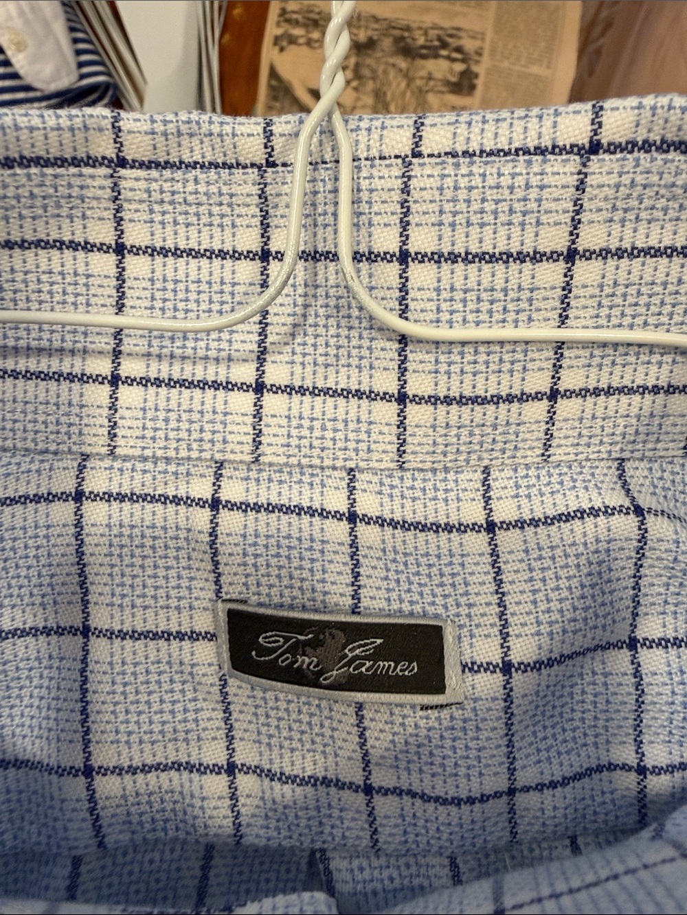 Tom James Light Blue Windowpane Button-Down Shirt
